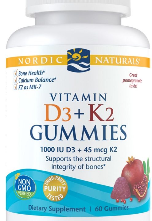Vitamin D3+K2 Gummies, Pomegranate - 60 gummies