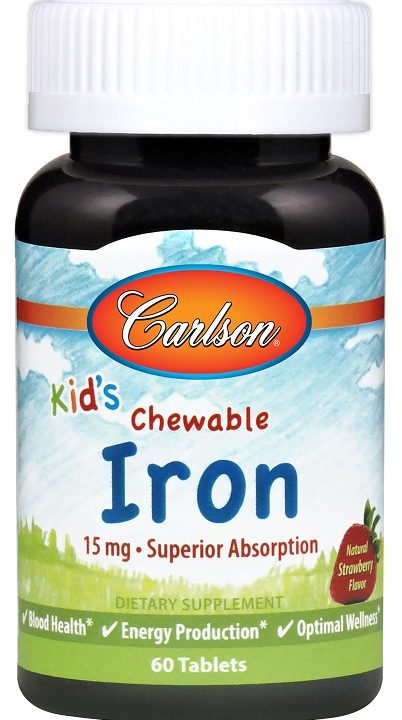 Kid's Chewable Iron, 15mg Strawberry - 60 tablets