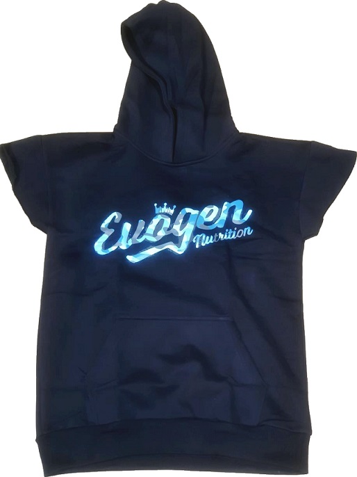 Men's Cap Sleeve Hoodie, Blue Camo Script - Size XL