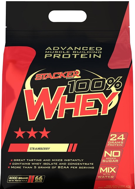 100% Whey, Strawberry - 2000 grams
