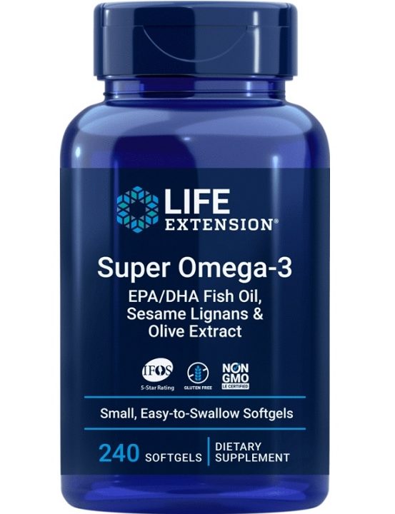 Super Omega-3 EPA/DHA Fish Oil, Sesame Lignans & Olive Extract - 240 softgels