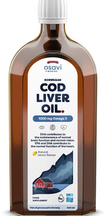 Norwegian Cod Liver Oil, 1000mg Omega 3 (Lemon) - 500 ml.
