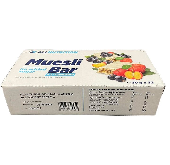 Muesli Bar + L-Carnitine, Yoghurt & Acerola - 32 bars