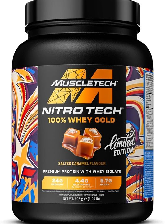Nitro-Tech 100% Whey Gold, Salted Caramel - 908 grams