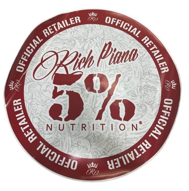 5% Nutrition Window Cling Circle, Red & Filigree