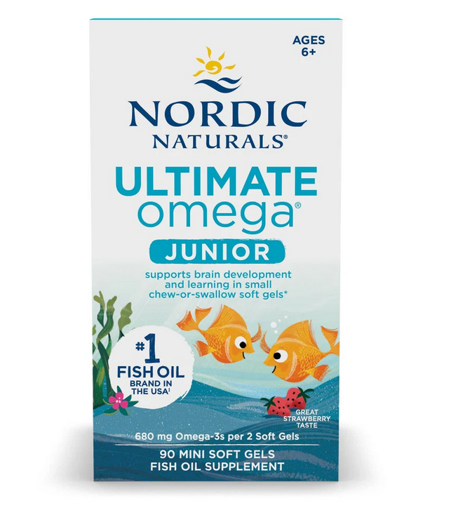 Ultimate Omega Fish Oil Junior, 680mg Strawberry - 90 mini softgels