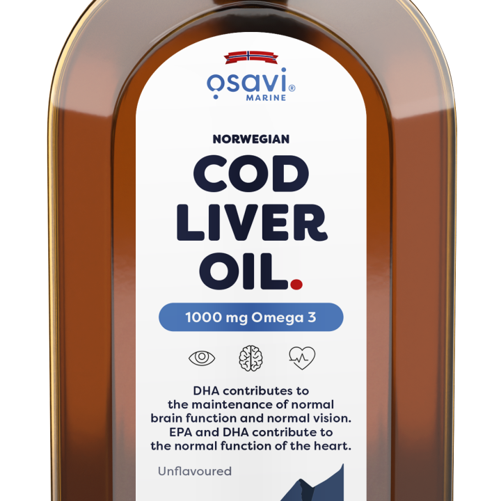 Norwegian Cod Liver Oil, 1000mg Omega 3 (Unflavoured) - 500 ml.