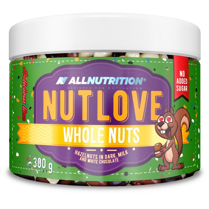 Nutlove Whole Nuts, Hazelnuts in Dark Milk and White Chocolate - 300 grams