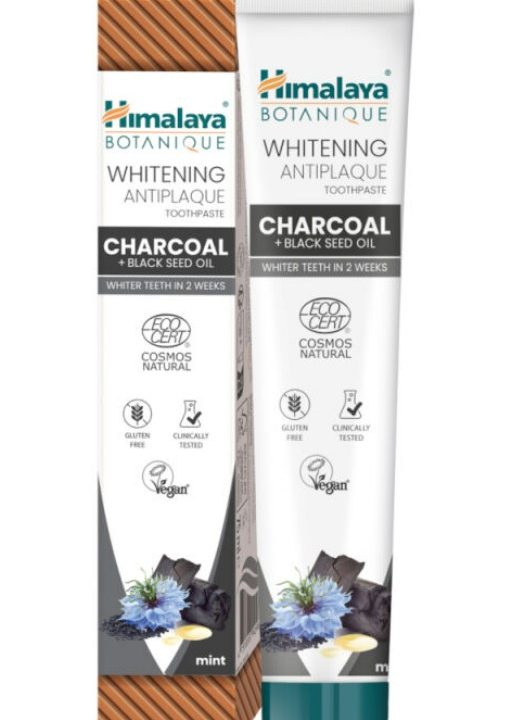 Whitening Antiplaque Toothpaste Charcoal + Black Seed Oil, Mint - 75ml.