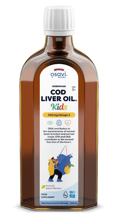 Norwegian Cod Liver Oil Kids, 500mg Omega 3 (Lemon) - 250 ml.