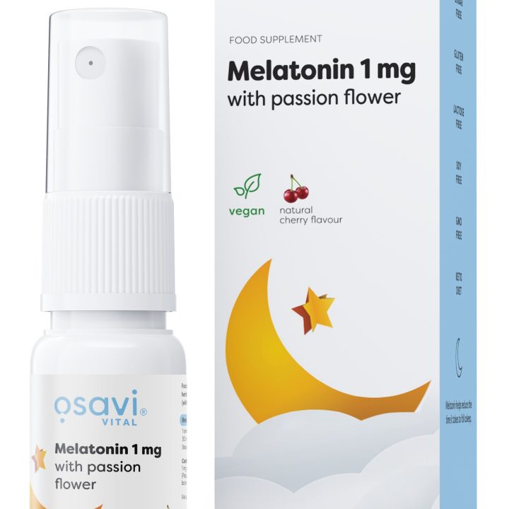Melatonin with Passion Flower Oral Spray, 1mg (Cherry) - 25 ml.