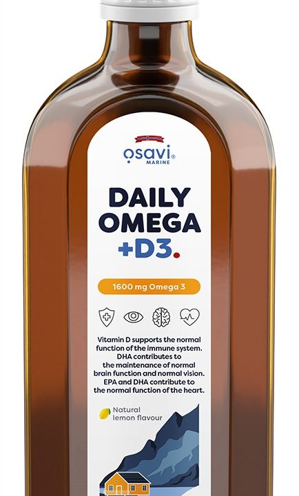 Daily Omega + D3, 1600mg Omega 3 (Natural Lemon) - 250 ml.