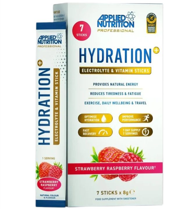 Hydration + Electrolyte & Vitamin Powder Stick Packs, Strawberry Raspberry - 7 x 8g