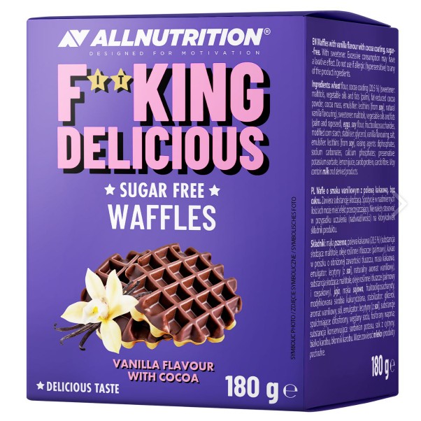 Fitking Delicious Waffles, Vanilla Flavour with Cocoa - 180 grams