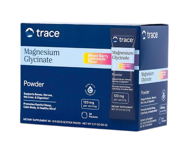 Magnesium Glycinate Powder Stick Packs, Mixed Berry Lemonade - 30 x 3g