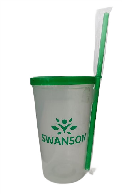 Swanson Plastic Cup with a Sipper, Transparent/Green