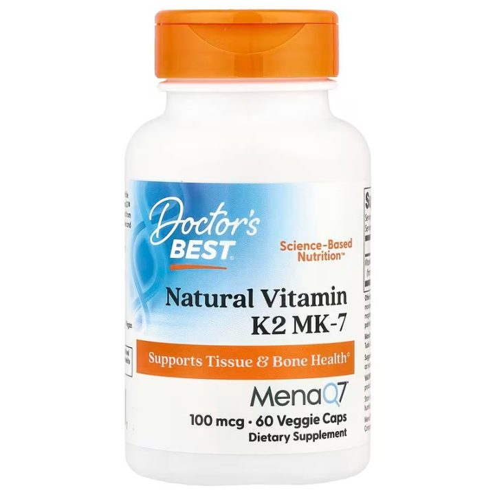 Natural Vitamin K2 MK7 with MenaQ7, 100mcg - 60 vcaps