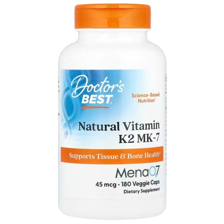 Natural Vitamin K2 MK7 with MenaQ7, 45mcg - 180 vcaps