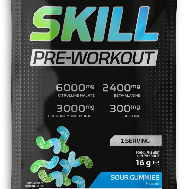Skill Pre-Workout, Sour Gummies - 16-16.5 grams (1 serving)