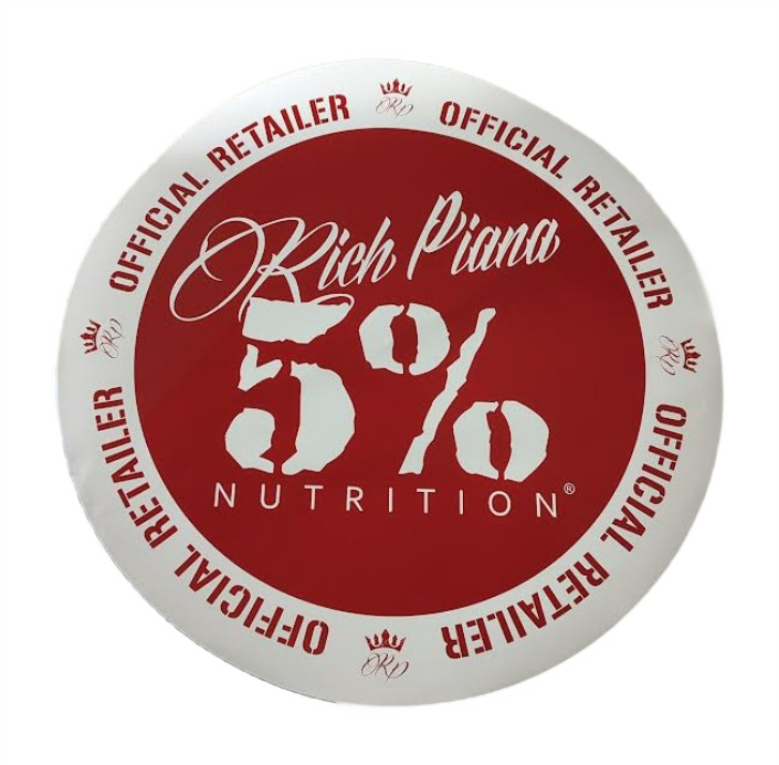 5% Nutrition Window Cling Circle, Red & White
