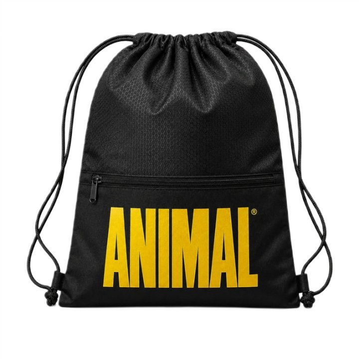 Animal Drawstring Backpack - Black with Yellow