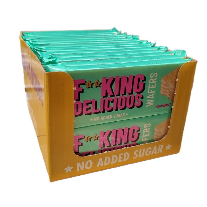 Fitking Delicious Wafers, Coconut - 32 x 80g