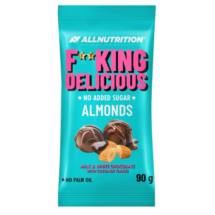 Fitking Delicious Almonds, Milk & White Chocolate with Coconut Flakes - 90 grams