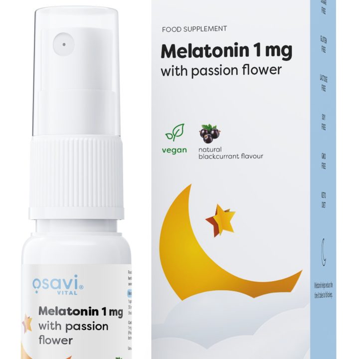Melatonin with Passion Flower Oral Spray, 1mg (Blackcurrant) - 25 ml.