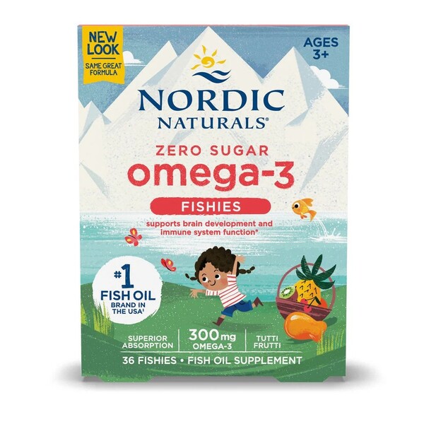 Zero Sugar Omega-3 Fishies, 300mg Tutti Frutti - 36 fishies
