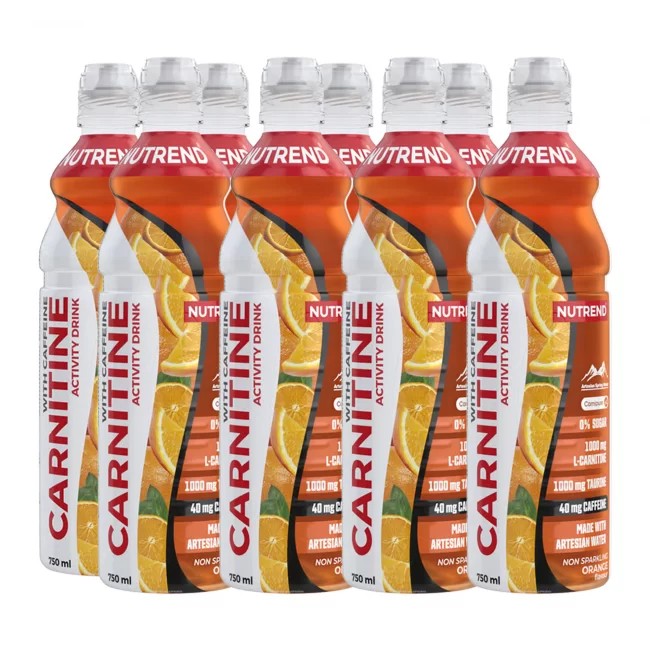 Carnitine Activity Drink with Caffeine, Non Sparkling Orange - 8 x 750 ml.