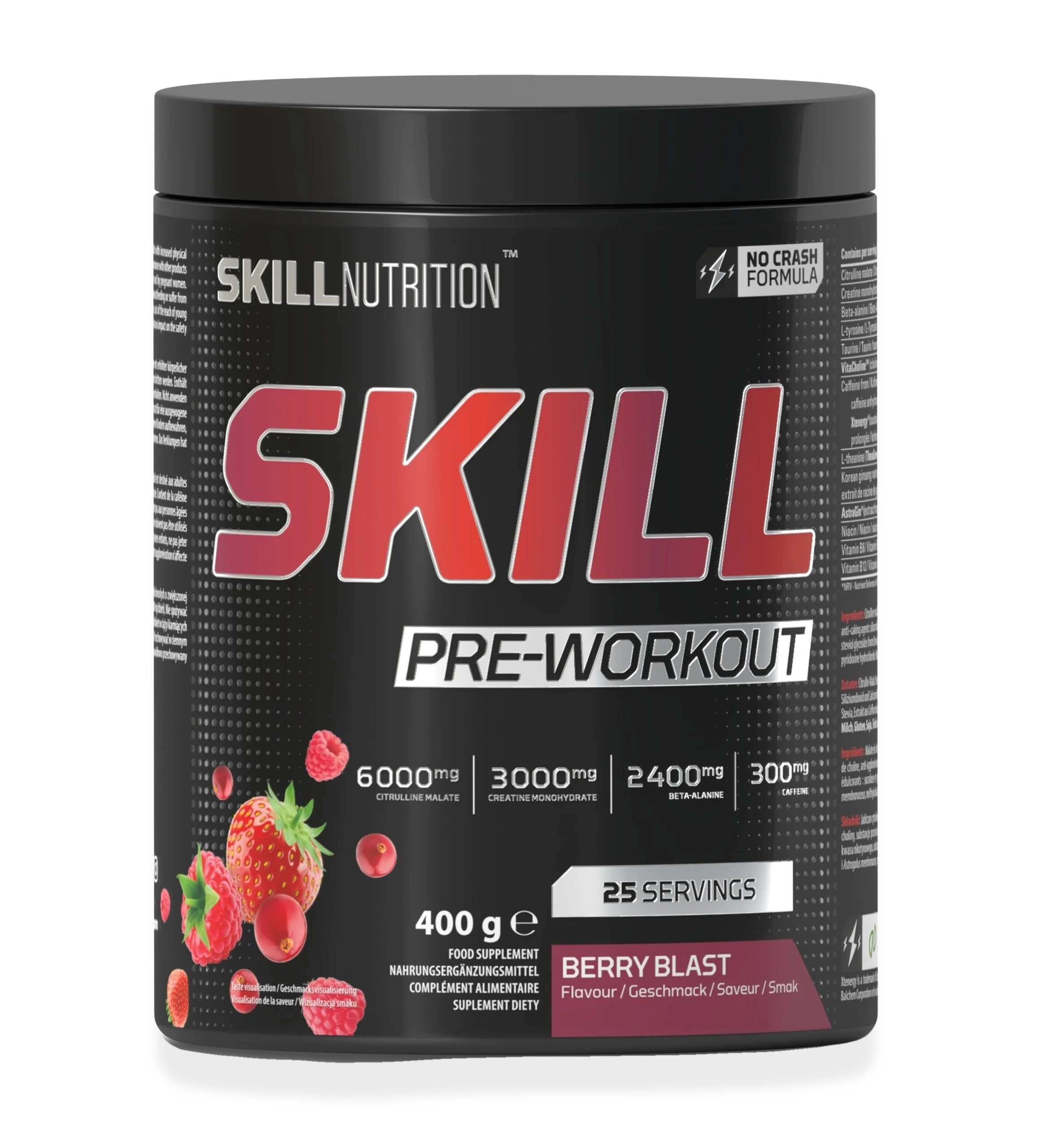 Skill Pre-Workout, Berry Blast - 400-412 grams