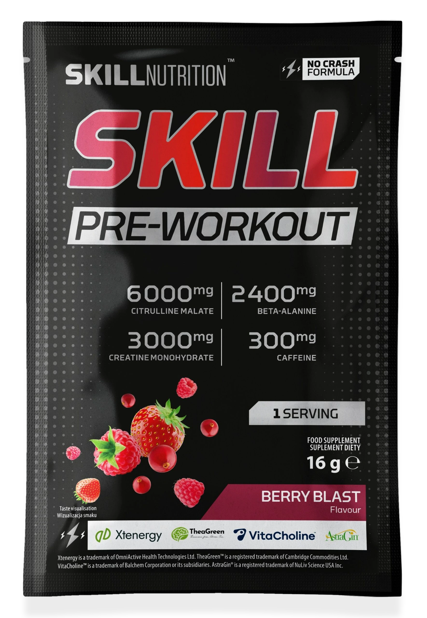 Skill Pre-Workout, Berry Blast - 16-16.5 grams (1 serving)