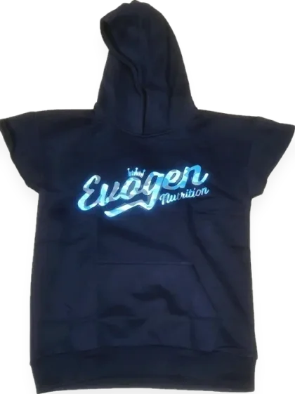 Men's Cap Sleeve Hoodie, Blue Camo Script - Size M