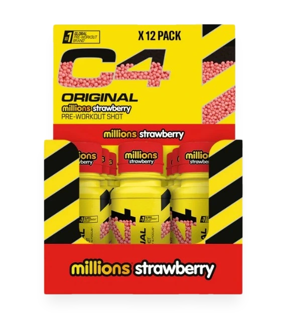 C4 Original Pre-Workout Shot, Millions Strawberry - 12 x 60 ml.