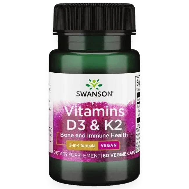 Vitamins D3 & K2, 50mcg & 75mcg - 60 vcaps
