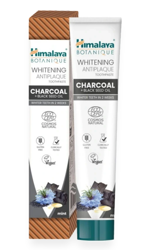 Whitening Antiplaque Toothpaste Charcoal + Black Seed Oil, Mint - 75ml.