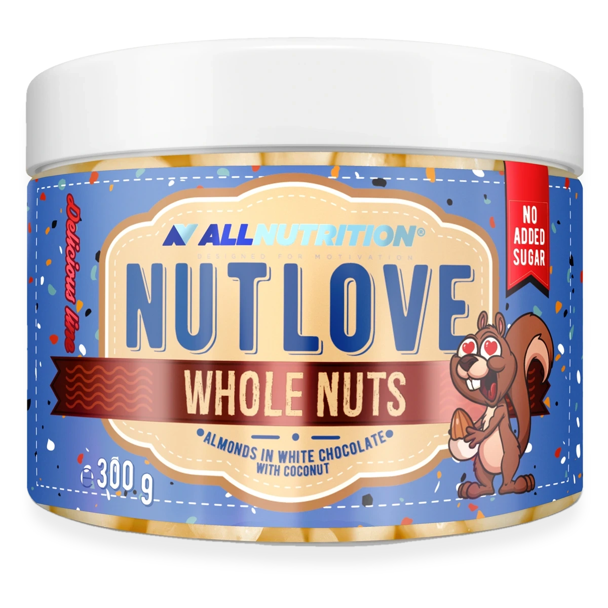 Nutlove Whole Nuts, Almonds in White Chocolate & Coconut - 300 grams