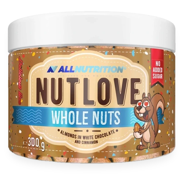 Nutlove Whole Nuts, Almonds in White Chocolate & Cinnamon - 300 grams