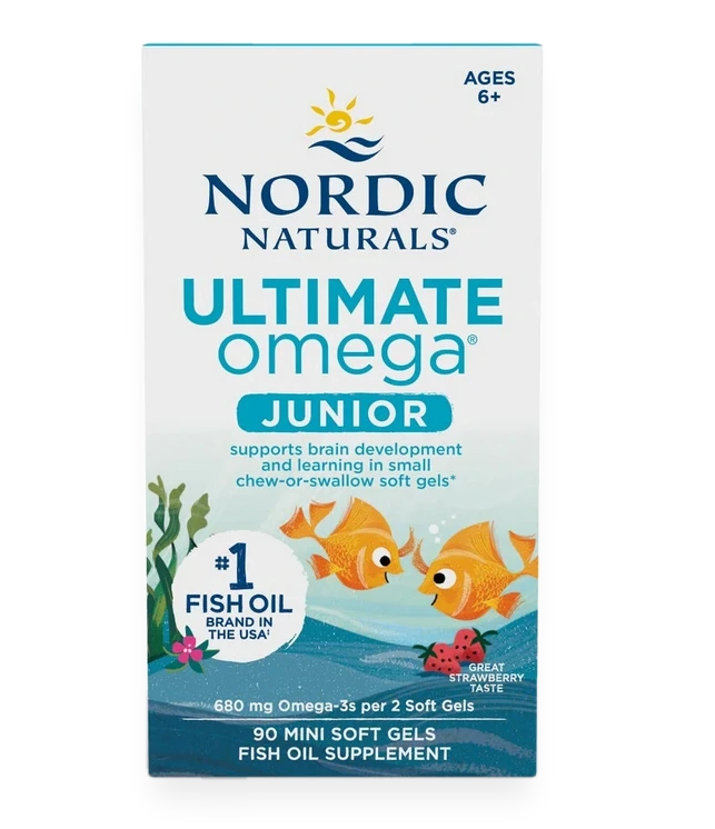 Ultimate Omega Fish Oil Junior, 680mg Strawberry - 90 mini softgels
