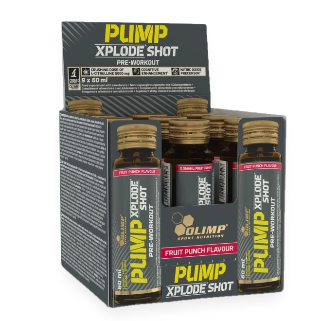 Pump Xplode Shot, Fruit Punch - 9 x 60 ml.