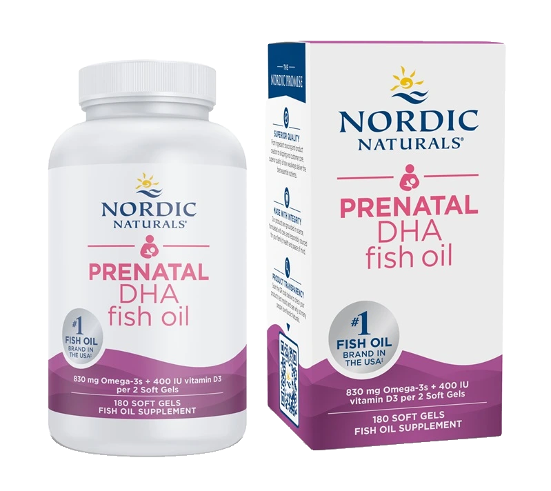 Prenatal DHA, 830mg Omega-3 + 400 IU D3 Unflavored - 180 softgels