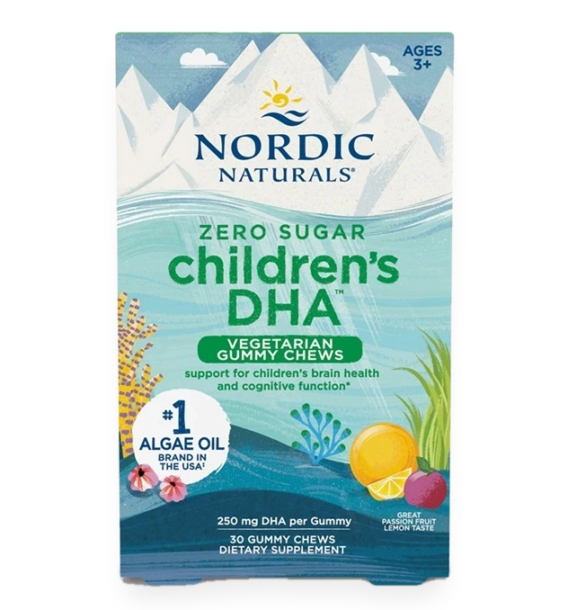 Children's DHA Vegetarian Gummy Chews, 250mg Passion Fruit Lemon - 30 gummies
