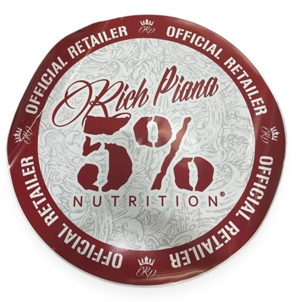 5% Nutrition Window Cling Circle, Red & Filigree