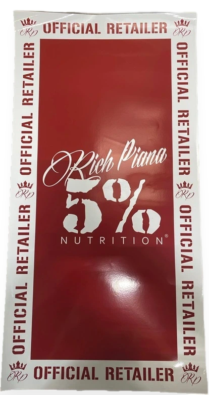 5% Nutrition Window Cling Rectangular, Red & White