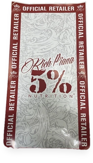 5% Nutrition Window Cling Rectangular, Red & Filigree