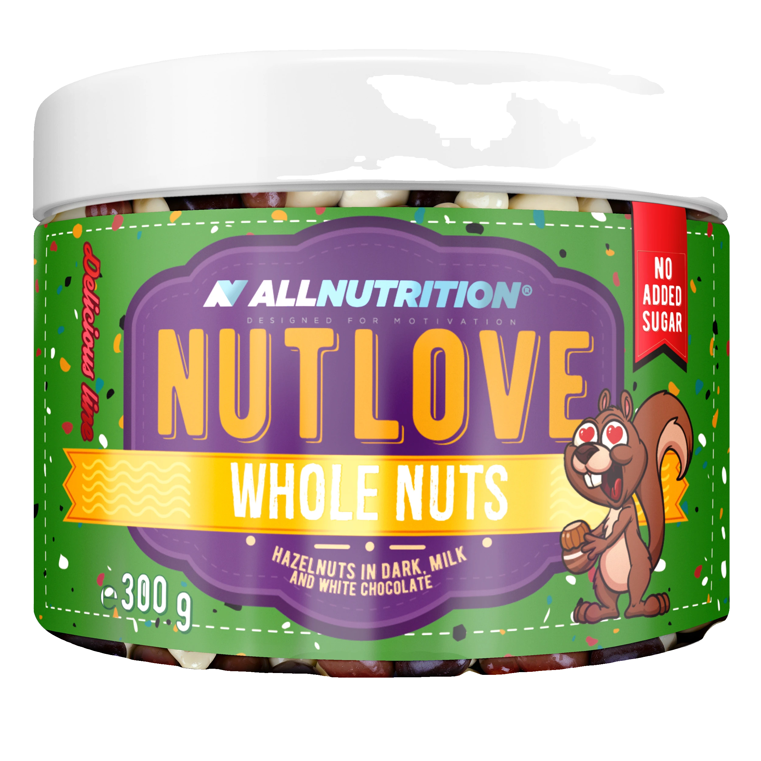 Nutlove Whole Nuts, Hazelnuts in Dark Milk and White Chocolate - 300 grams