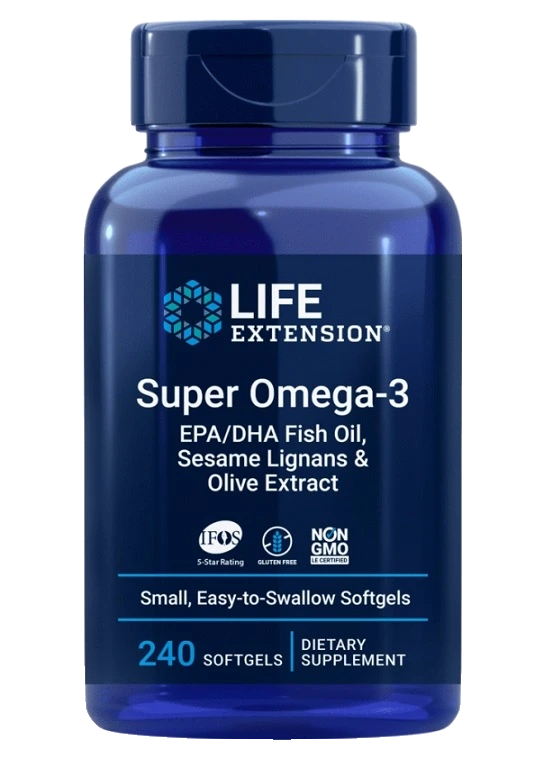 Super Omega-3 EPA/DHA Fish Oil, Sesame Lignans & Olive Extract - 240 softgels