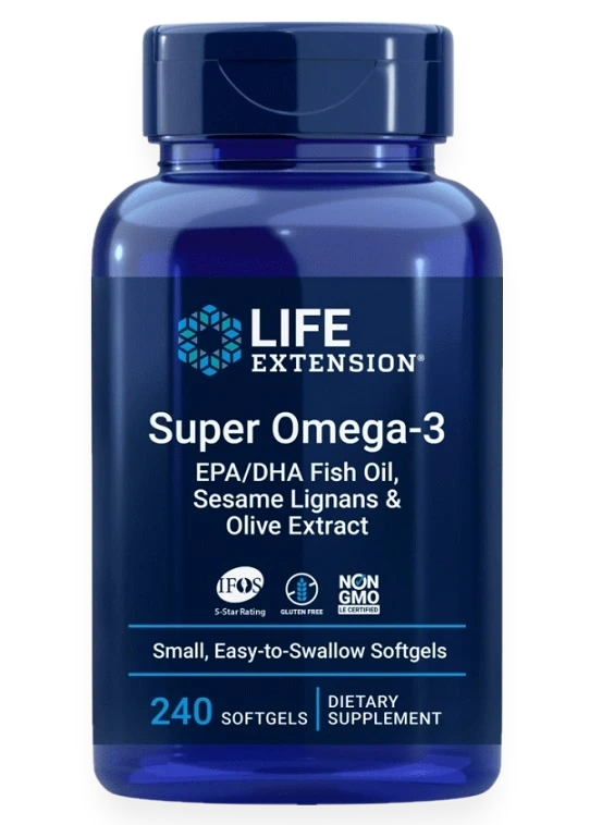 Super Omega-3 EPA/DHA Fish Oil, Sesame Lignans & Olive Extract - 240 softgels