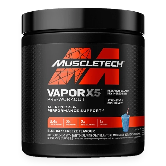 Vapor X5 Pre-Workout, Blue Razz Freeze - 252 grams