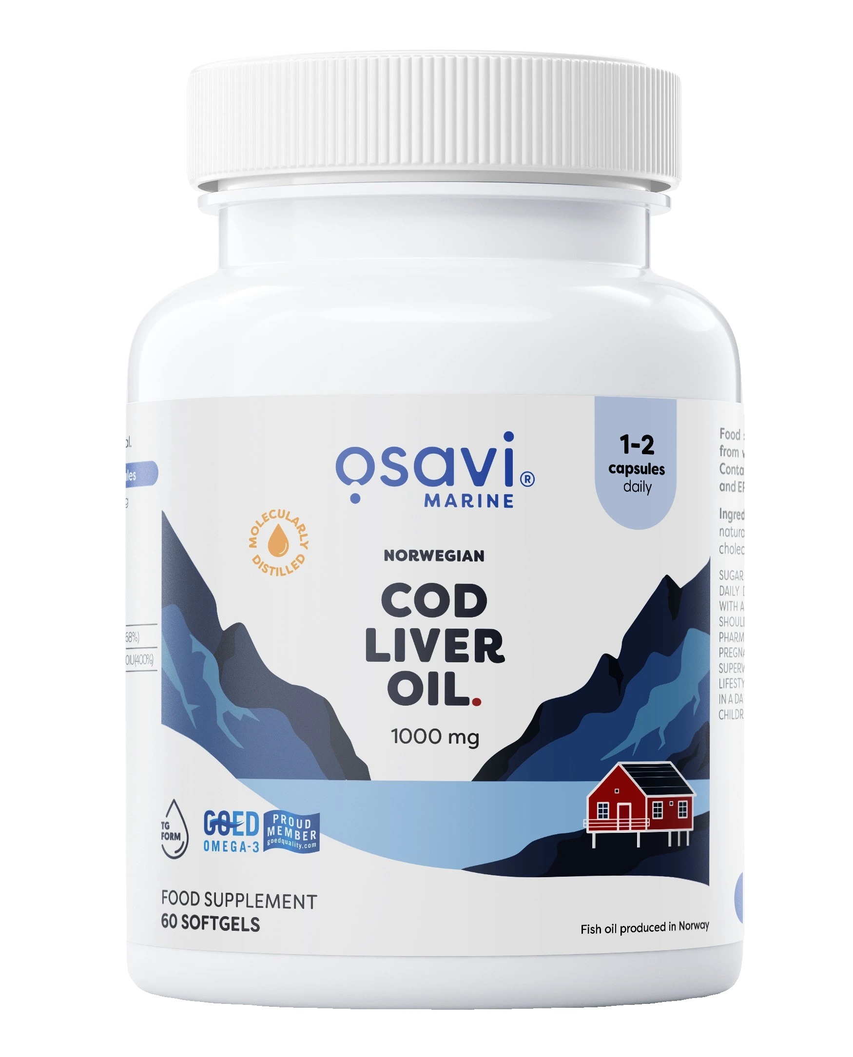 Norwegian Cod Liver Oil Softgels, 1000mg (Lemon) - 60 softgels